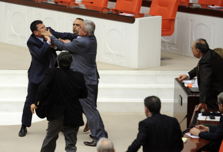 Earlier scuffles have broken out during debates at the Ankara parliament in 2012