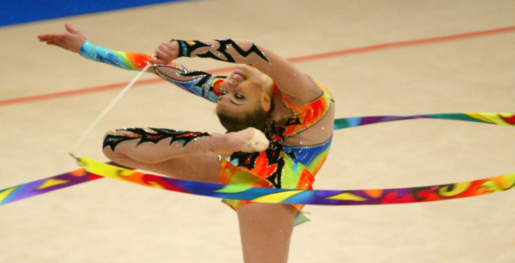 Alina Kabayeva in action at the European Rhythmic Gymnastic Competition in Kiev, 2004.