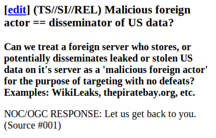 Wikileaks NSA transcript