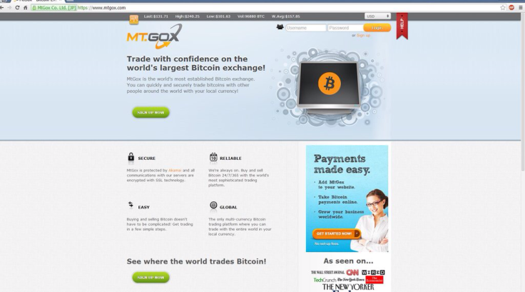 Mt. Gox Website Bitcoin Exchange