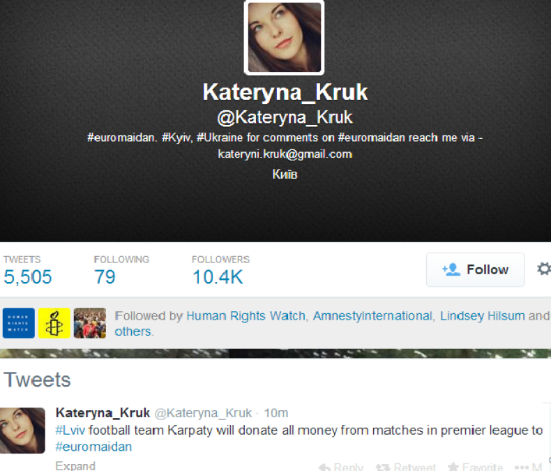 Kateryna Kruk Twitter page