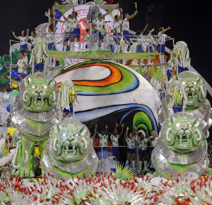Revellers from the Leandro de Itaquera samba school take part in the first night of the Special Group of the annual Carnival parade in Sao Paulo's Sambadrome February 28, 2014.