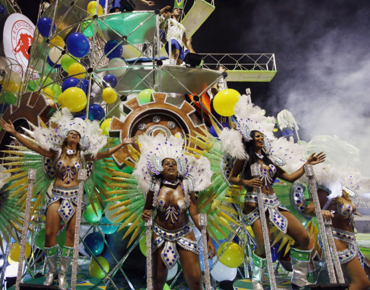 Revellers from the Leandro de Itaquera samba school take part in the first night of the Special Group of the annual Carnival parade in Sao Paulo's Sambadrome February 28, 2014.
