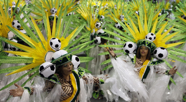 Revellers from the Leandoro de Itaquera samba school take part in the Special Group of the annual Carnival parade in Sao Paulo's Sambadrome February 28, 2014.
