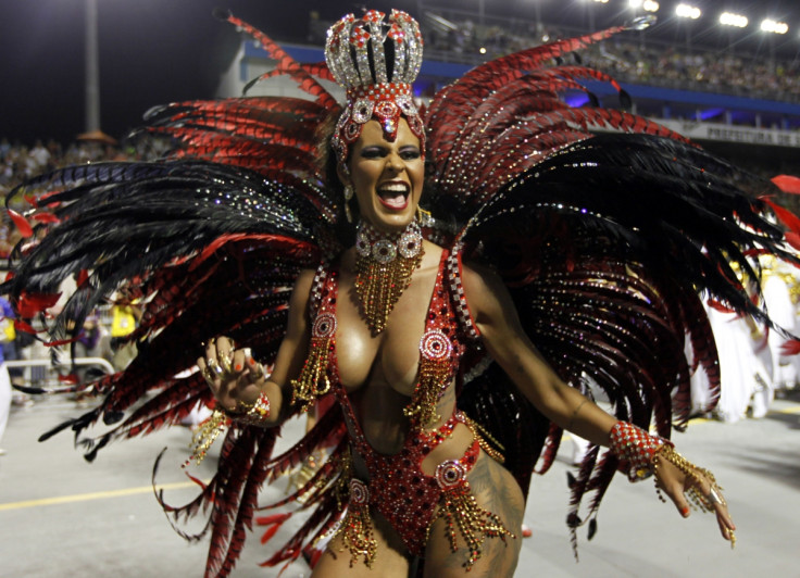 A reveller from the Perola Negra samba school takes part in the Special Group category of the annual Carnival parade in Sao Paulo's Sambadrome March 1, 2014.
