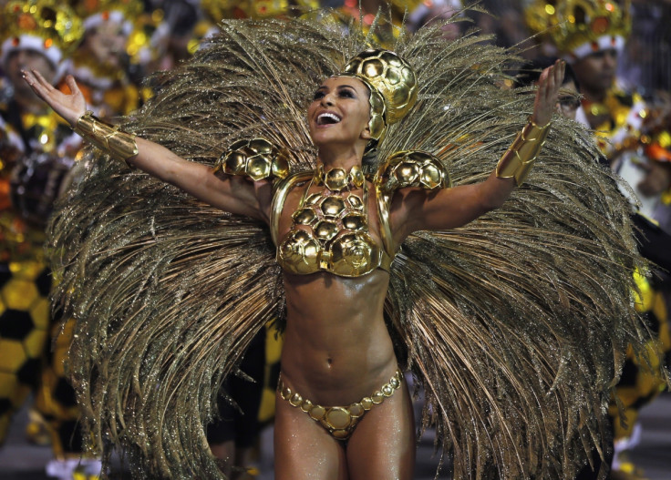 Brazilian model Sabrina Sato from the Gavioes da Fiel samba school takes part in the Special Group category of the annual Carnival parade in Sao Paulo's Sambadrome March 1, 2014.