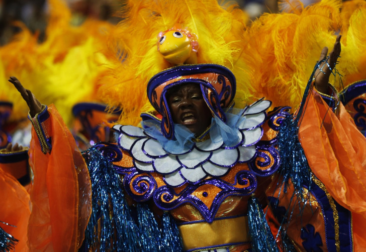 A reveller of the Salgueiro samba school participate in the annual Carnival parade in Rio de Janeiro's Sambadrome, March 3, 2014.