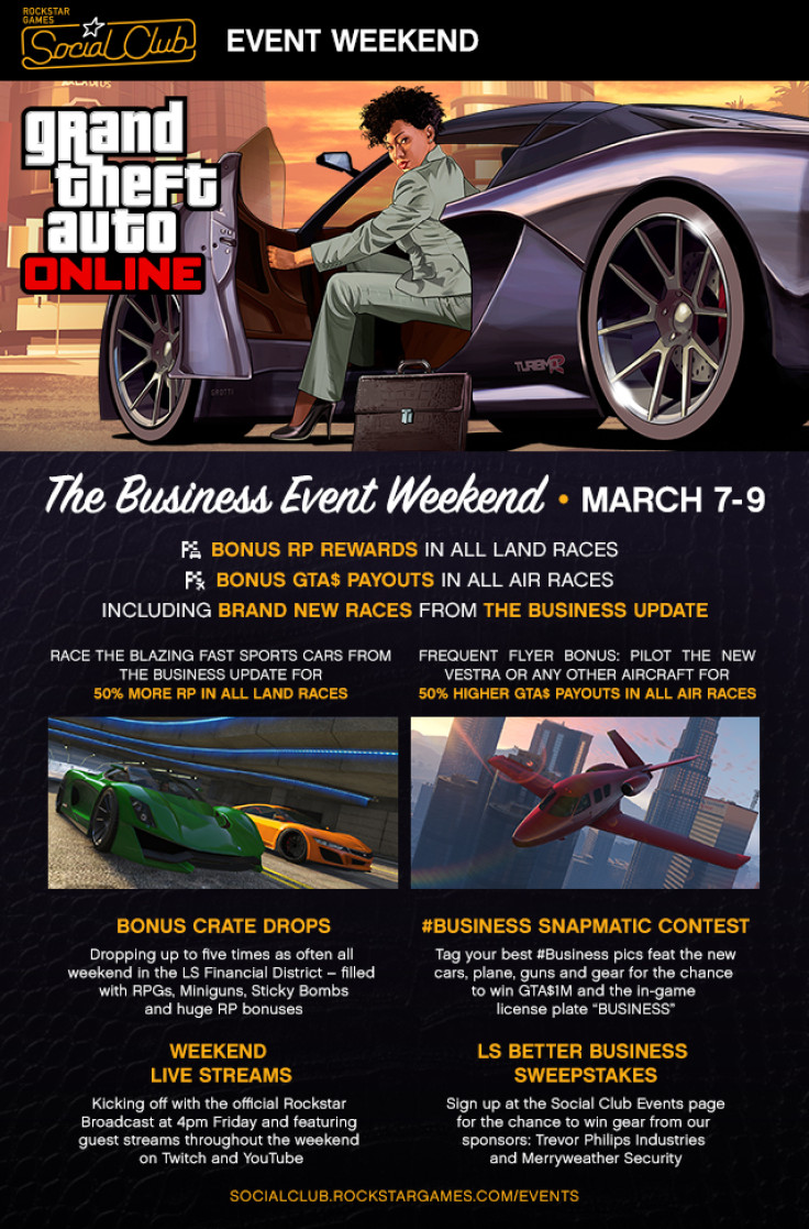 GTA 5 Online: Business Weekend Social Club Event Kicks Off 7 March, Where to Watch Live