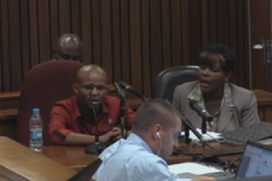 Pieter Baba gives evidence at the Oscar Pistorius murder trial via an interpreter