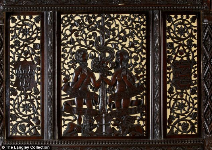 Ornate carving on the headboard which experts believe establishes it onece belonged to the parents of Henry VII.