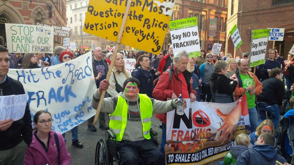 Anti-Fracking Protesters Take Over Manchester City Centre