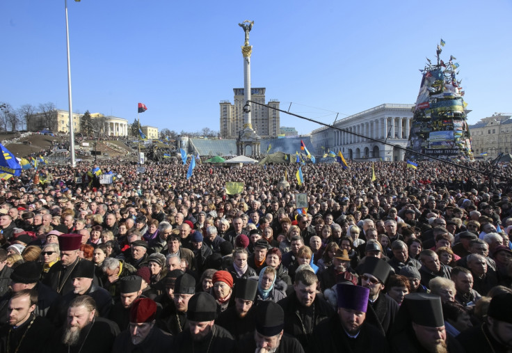 The crowds gather in Kiev's Independence Square.
