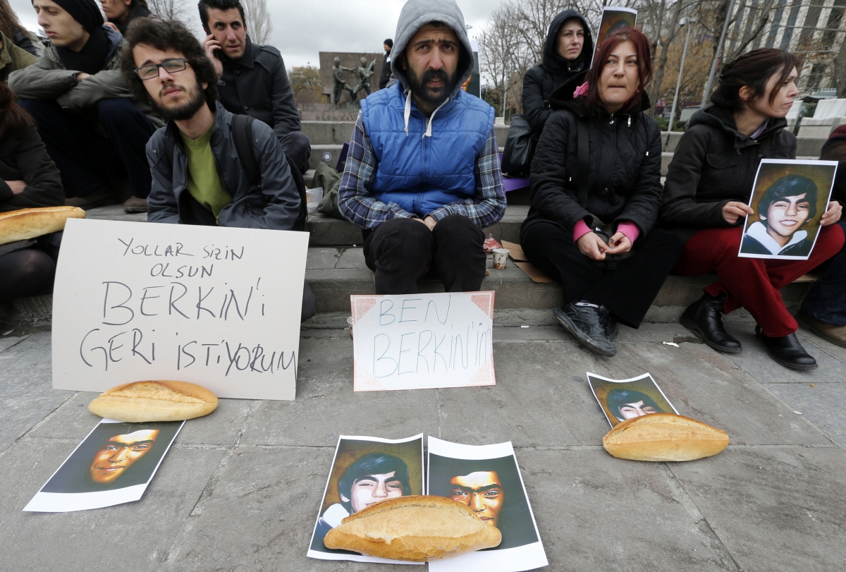 People attend a sit-in demonstration after the death of Berkin Elvan