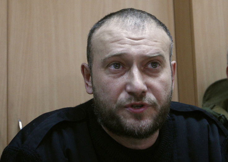 Yarosh, a leader of the Right Sector movement, speaks during a news conference in Kiev
