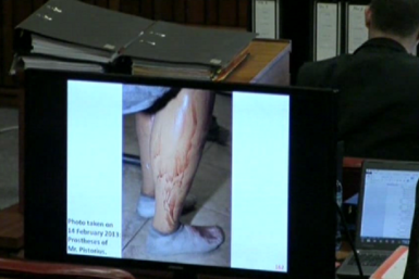 Blood belonging to Reeva Steenkamp on the prosthetic leg of Oscar Pistorius was shown at his murder trial in Pretoria