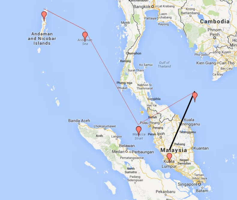 Malaysia Airlines Flight Missing Thailand Asia Peninsula Flight Path