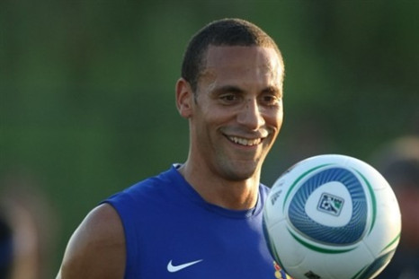 United’s Rio Ferdinand shows off his skill at training.