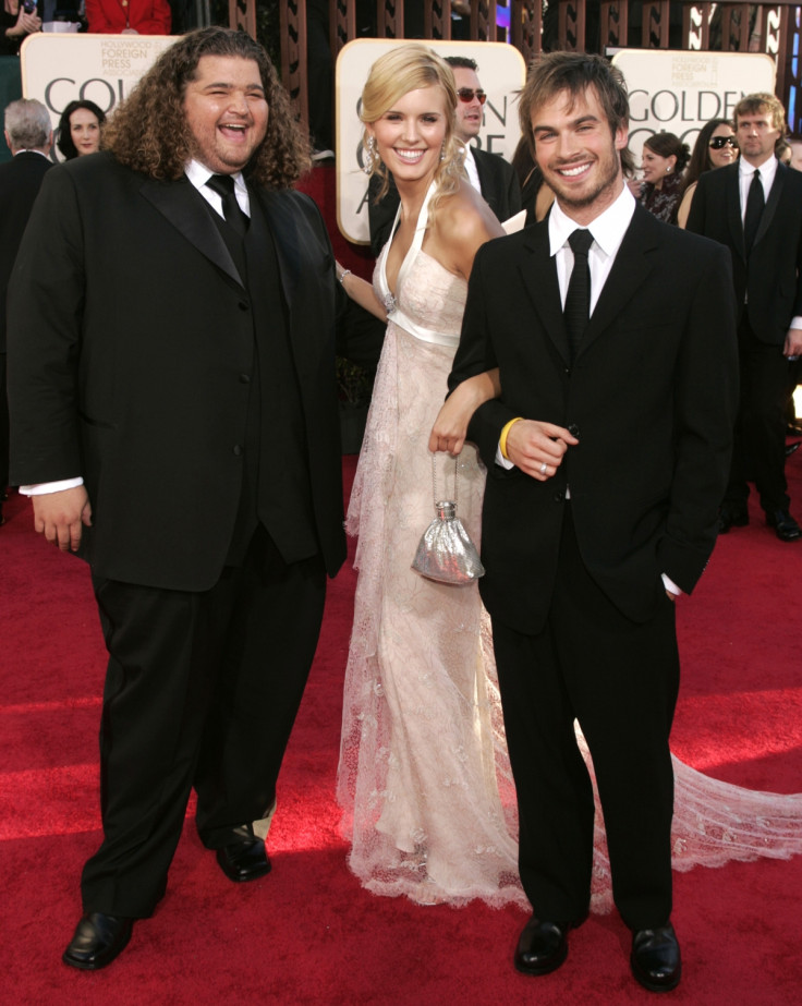 The cast of the television series Lost, Jorge Garcia, Maggie Grace and Ian Somerhalder (L-R) at the 62nd annual Golden Globe Awards in Beverly Hills, California in 2005.