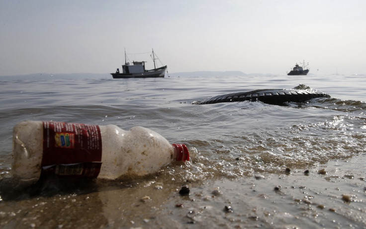 Pollution in Fundao beach in the Guanabara Bay in Rio de Janeiro