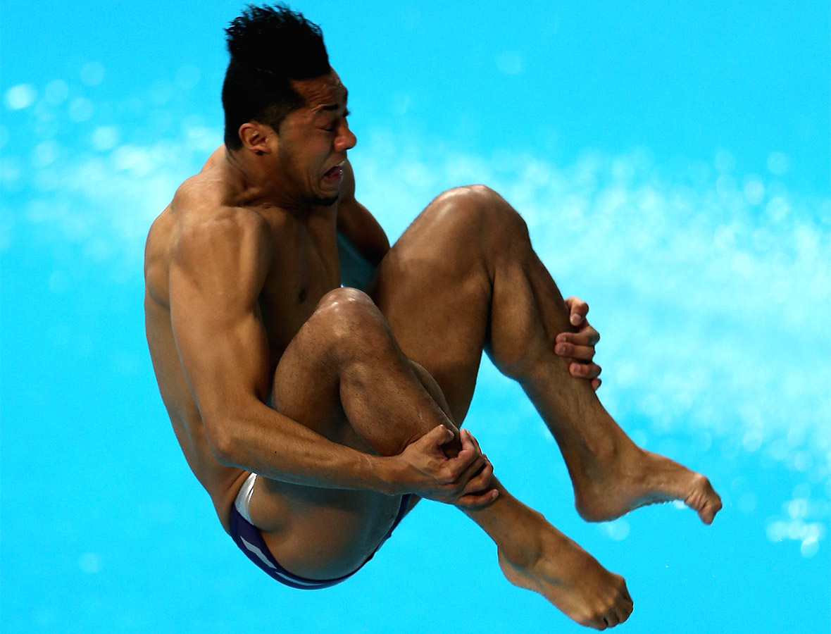 Jahir Ocampo of Mexico dives in the Mens 3m Springboard semi final