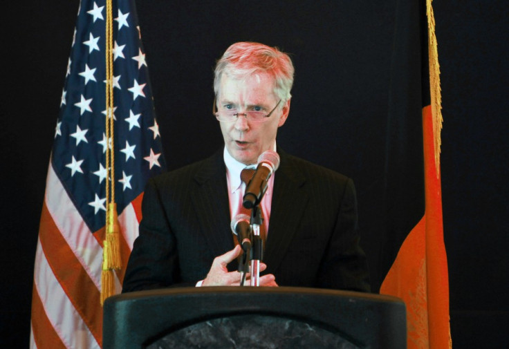 U.S Ambassador to Afghanistan Ryan Crocker speaks during an event at the U.S. embassy in Kabul