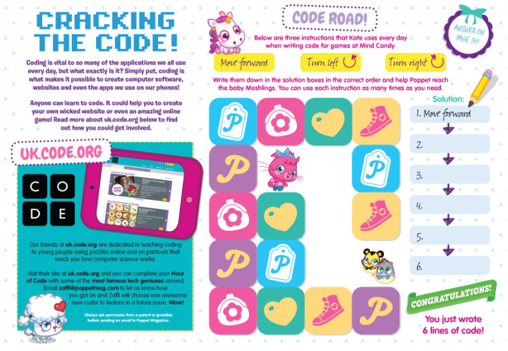 Poppet magazine offers young girls coding challenges and they can join the Tech Squad