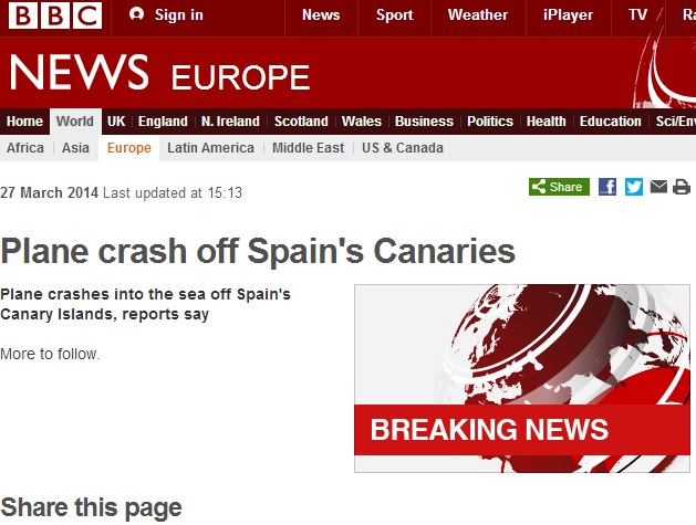 Canary Islands Aircraft-Shaped Ship Trigger Plane Crash Scare