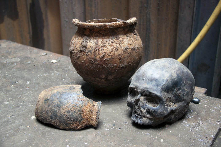 A Roman skull found by Crossrail at Liverpool Street ticket hall construction site A Roman skull found by Crossrail at Liverpool Street ticket hall construction site