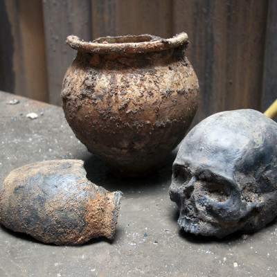 A Roman skull found by Crossrail at Liverpool Street ticket hall construction site
