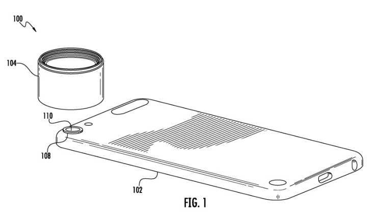 Apple patent for an interchangeable camera lens for the iPhone