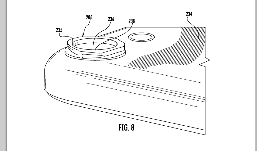 Apple's interchangeable camera lens fits into the back casing of an iPhone Apple's interchangeable camera lens fits into the back casing of an iPhone
