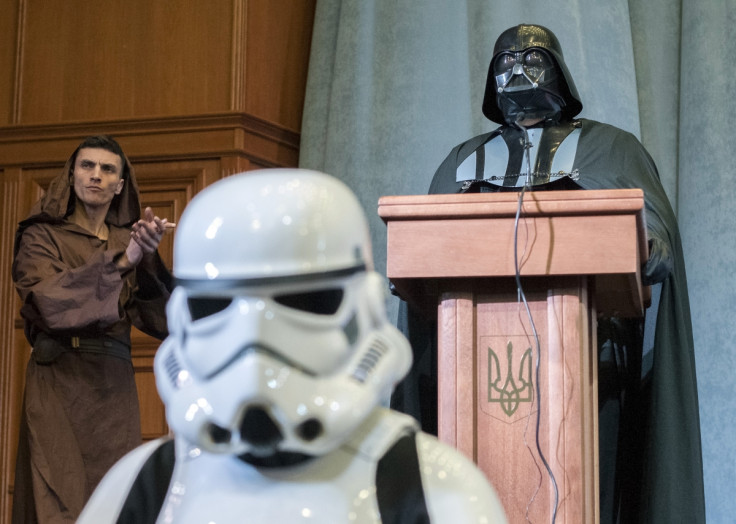 Activists from the Internet Party of Ukraine, dressed as Star Wars characters, hold a party congress in Kiev