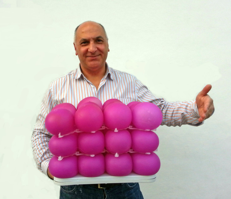Creator Joe Katan with the air bed cells that make up the mattress