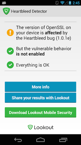 Heartbleed Detector App from Lookout