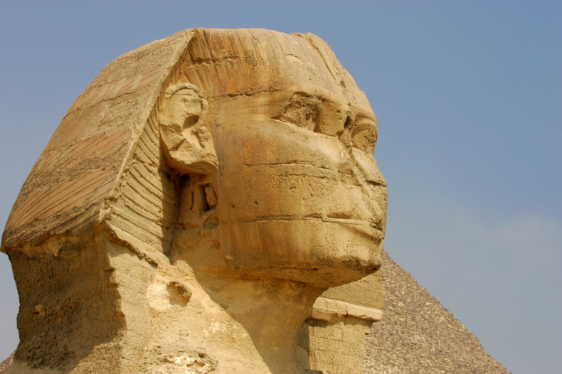 The Great Sphinx of Giza, a large half-human half-lion statue on the Giza Plateau near Cairo