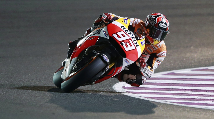 Honda MotoGP rider Marc Marquez of Spain rides his bike during a free practice session at the MotoGP World Championship.