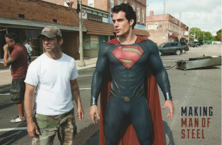 Director Zack Snyder with Henry Cavill during Man of Steel filming