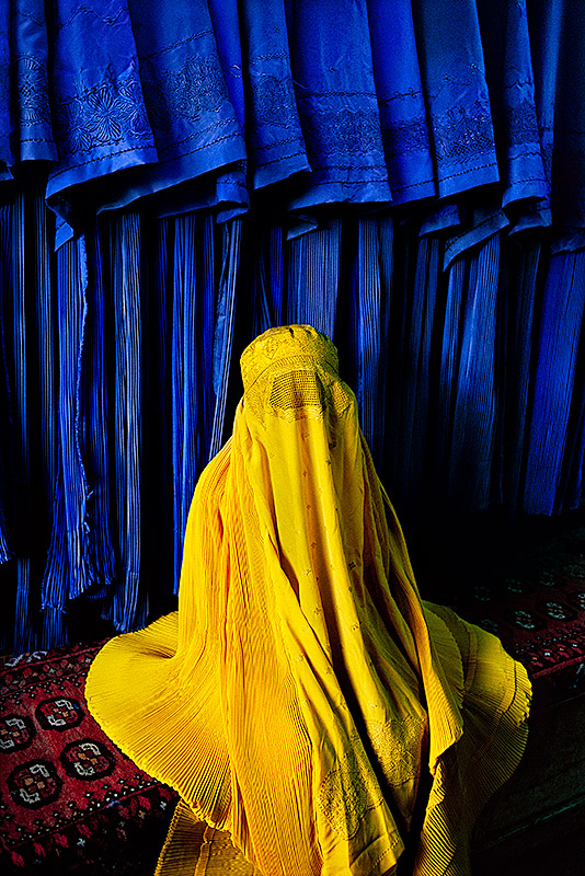 Woman in canary burqa, 2002