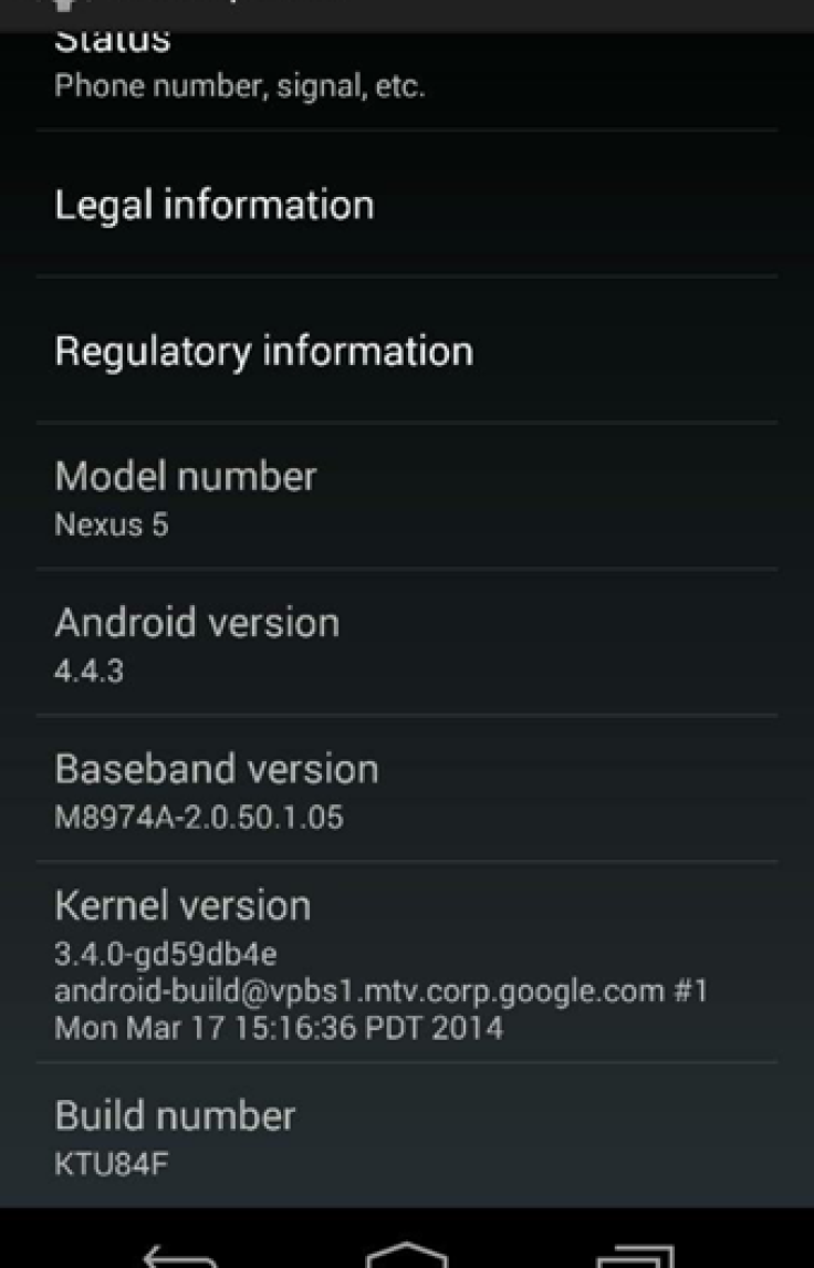 Nexus 5 Spotted Running Android 4.4.3 with Redesigned Dialer App [Screenshot]