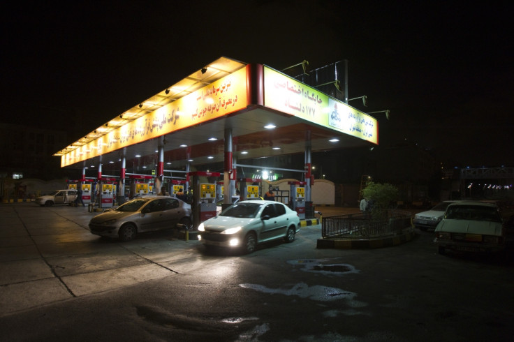 A general view shows a petrol station in northwestern Tehran