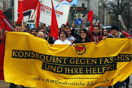 German protesters demonstrate against fascism and neo-Nazism.