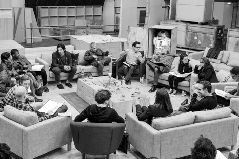 Harrison Ford and Mark Hamill at the Star Wars session at Pinewood Studios in London