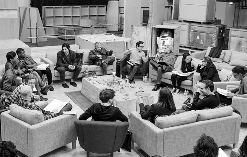 Harrison Ford and Mark Hamill at the Star Wars session at Pinewood Studios in London