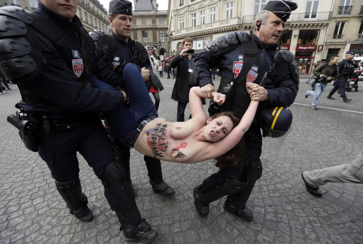 Femen Topless Protest FN Paris National Front