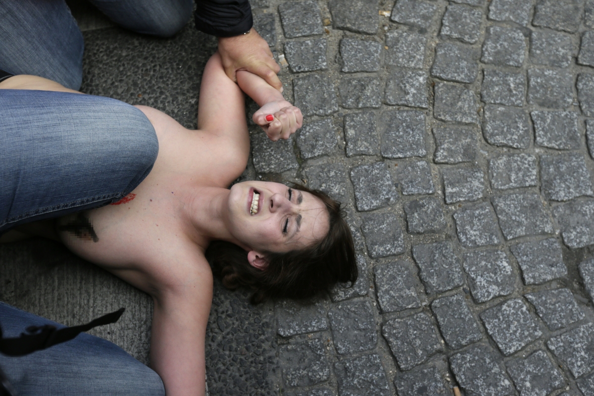 Femen Topless Protest FN Paris National Front