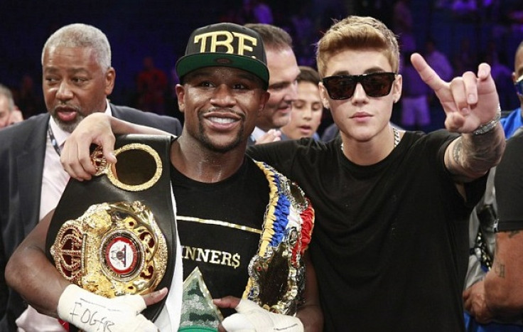 Justin Bieber with world champion boxer Floyd Mayweather
