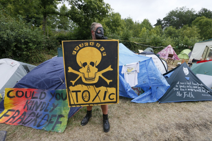 an anti-fracking protesters camp in Balcome, West Sussex (Reuters)