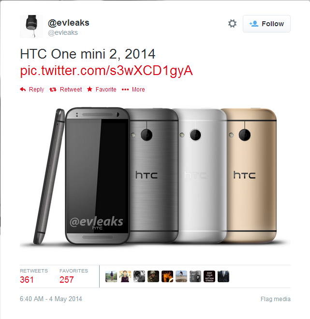 HTC One Mini 2 Leaked Photo Reveals Silver, Gold and Gunmetal Variants