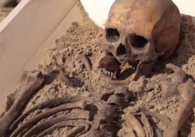 Vampire grave skull in Poland