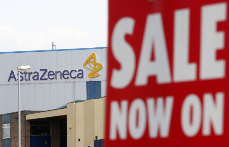 A sale sign hangs near an AstraZeneca site in Macclesfield